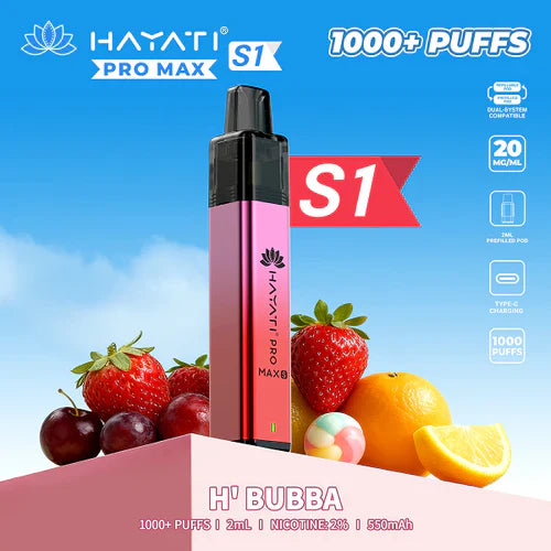 Hayati Pro Max+ S1 1000 Puffs Prefilled Kit - Box of 5