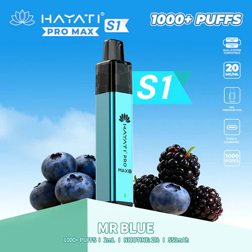 Hayati Pro Max+ S1 1000 Puffs Prefilled Kit - Box of 5