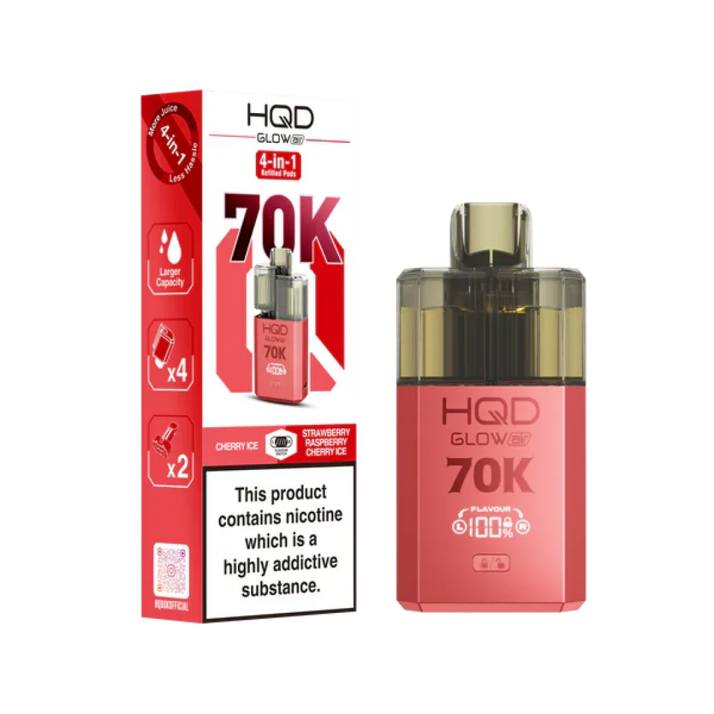 HQD Glow Air 70K, Puffs Prefilled Pod Kit Box of 5