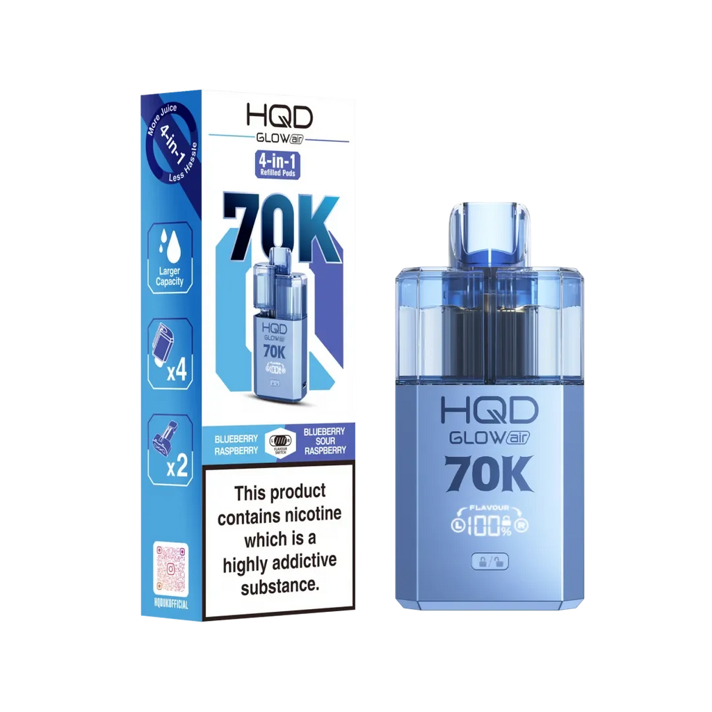 HQD Glow Air 70K, Puffs Prefilled Pod Kit Box of 5