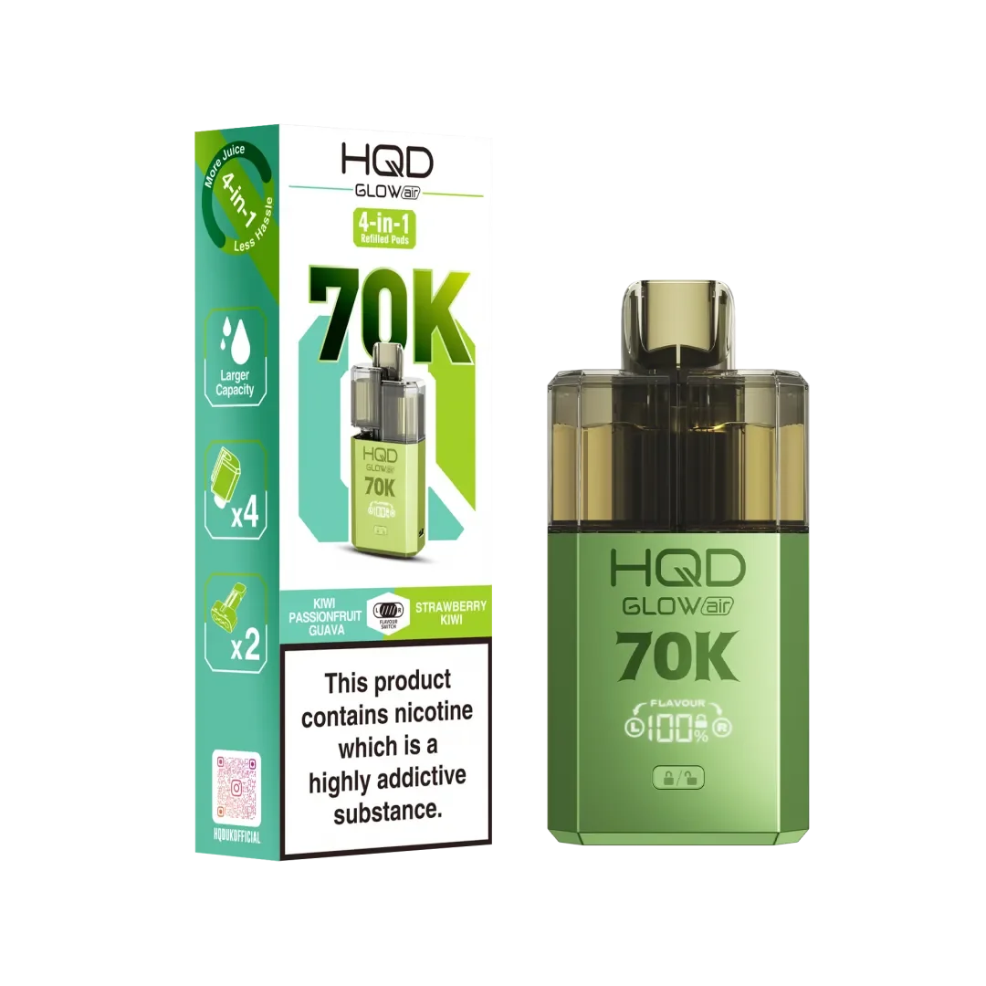 HQD Glow Air 70K, Puffs Prefilled Pod Kit Box of 5