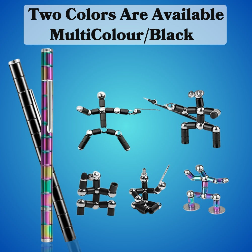 Magnetic Fidget Pen, Decompression Magnet Pen for Birthdays, Multifunction Writing Magnet Ballpoint Pen for Anxiety Stress Reducing, Novelty Christmas Gifts (Colourful)