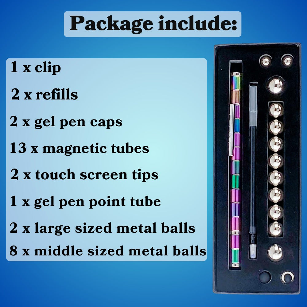 Magnetic Fidget Pen, Decompression Magnet Pen for Birthdays, Multifunction Writing Magnet Ballpoint Pen for Anxiety Stress Reducing, Novelty Christmas Gifts (Colourful)
