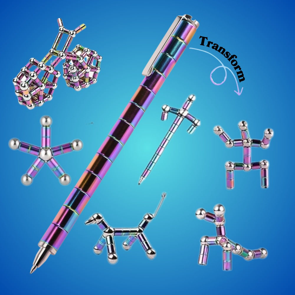 Magnetic Fidget Pen, Decompression Magnet Pen for Birthdays, Multifunction Writing Magnet Ballpoint Pen for Anxiety Stress Reducing, Novelty Christmas Gifts (Colourful)