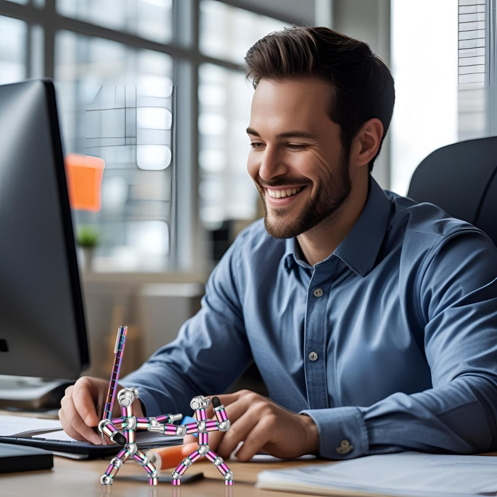 Magnetic Fidget Pen, Decompression Magnet Pen for Birthdays, Multifunction Writing Magnet Ballpoint Pen for Anxiety Stress Reducing, Novelty Christmas Gifts (Colourful)