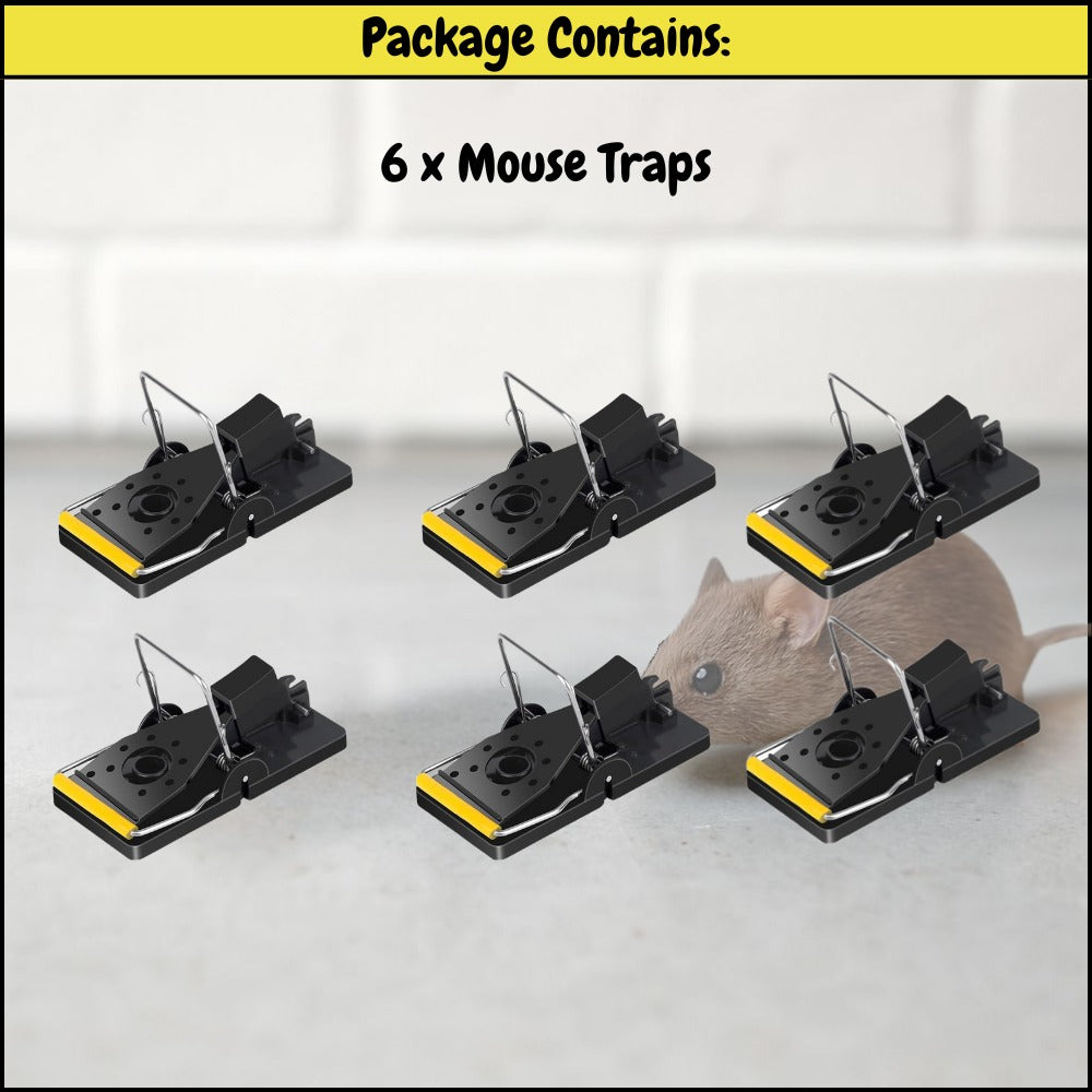 Mouse Trap, 6 Pack Heavy Duty Reusable Snap Traps that Kill Instantly, Mice Kill Mouse Control, Safe and Effective Rodent Trap for Indoors and Outdoors, Easy Set-up & Clean