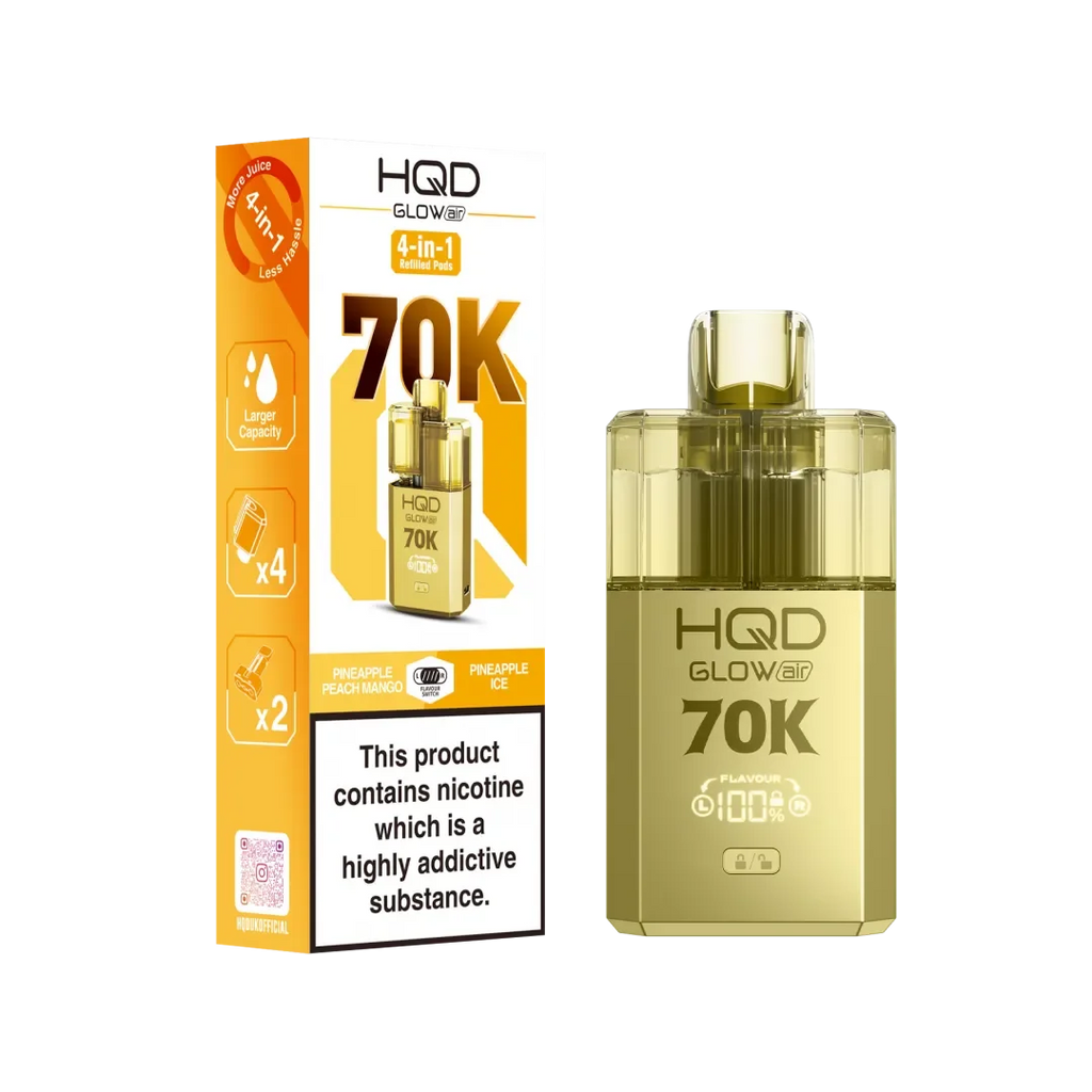 HQD Glow Air 70K, Puffs Prefilled Pod Kit Box of 5