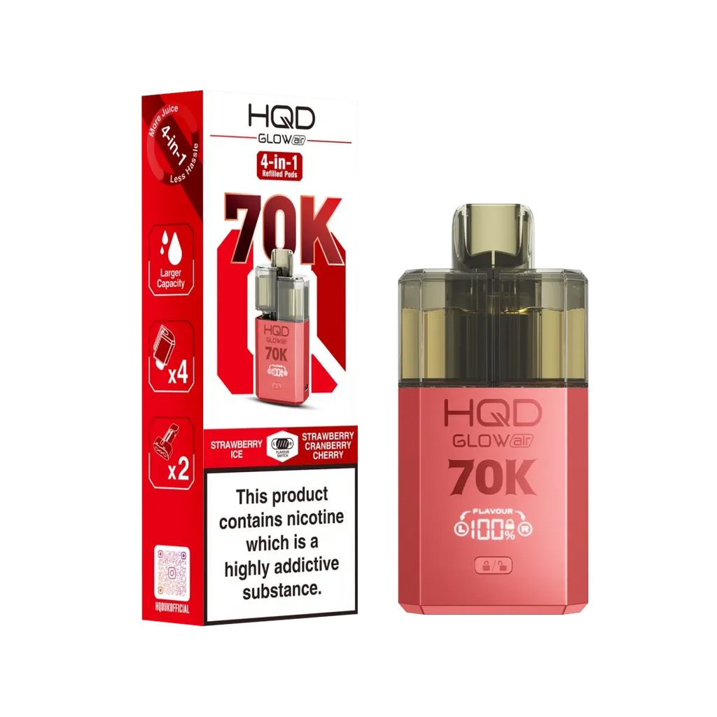 HQD Glow Air 70K, Puffs Prefilled Pod Kit Box of 5