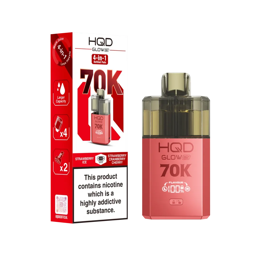 HQD Glow Air 70K, Puffs Prefilled Pod Kit Box of 5