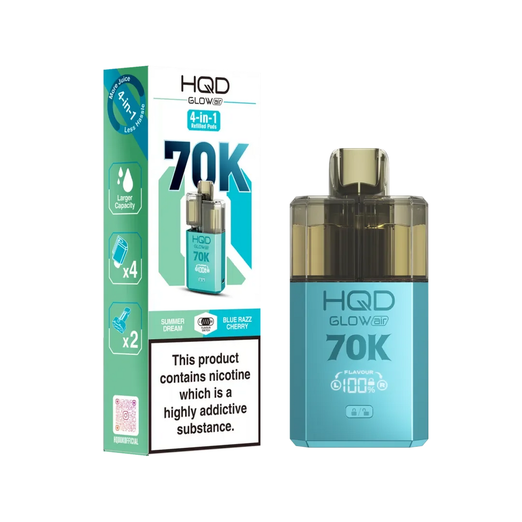 HQD Glow Air 70K, Puffs Prefilled Pod Kit Box of 5